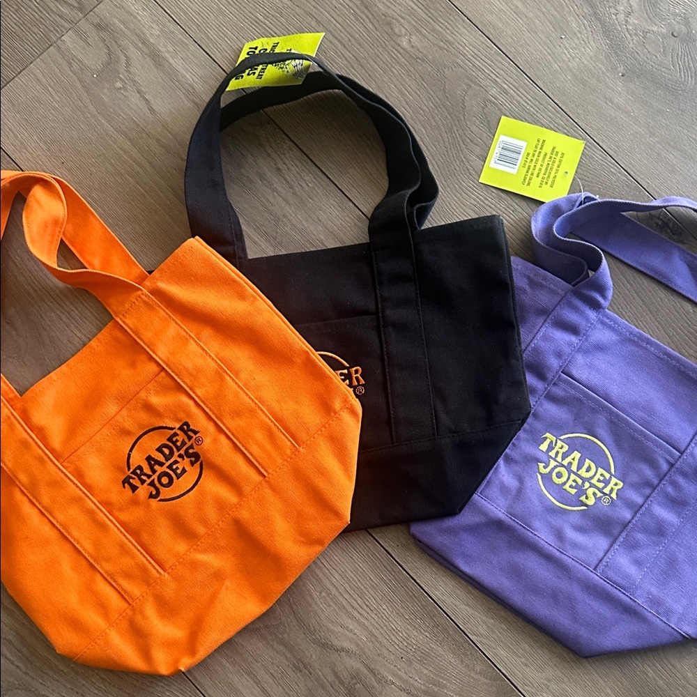 Trader Joe's Tote Bags Set - Orange, Black, Purple